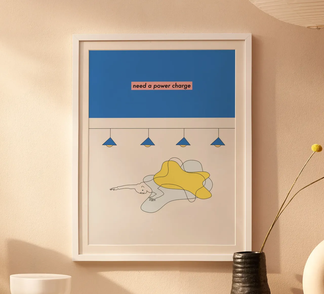 need a power charge poster con telaio in plastica da natural neutral