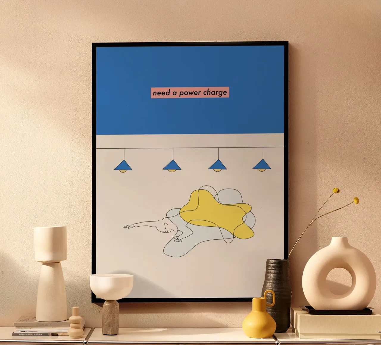 need a power charge poster con telaio in plastica da natural neutral