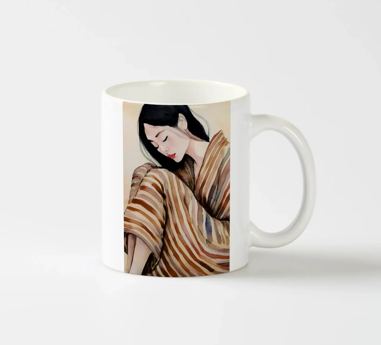 Donna in pigiama 1 tazza in ceramica da Take Your Art BV