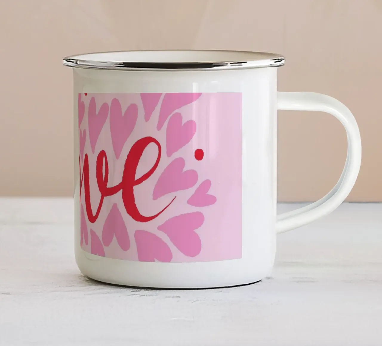 Cuori d'amore - rosa e rosso tazza in smalto da Wackapacka