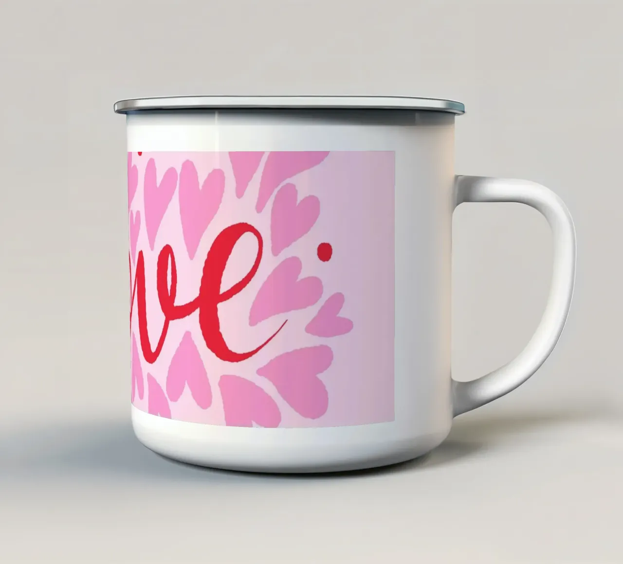 Cuori d'amore - rosa e rosso tazza in smalto da Wackapacka