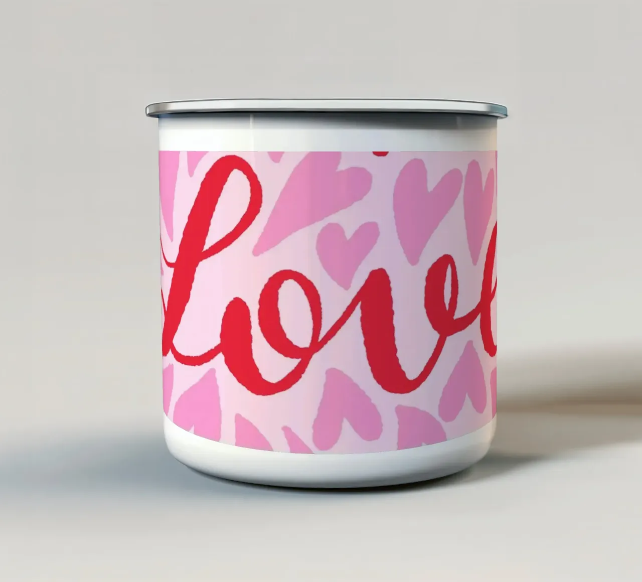 Cuori d'amore - rosa e rosso tazza in smalto da Wackapacka