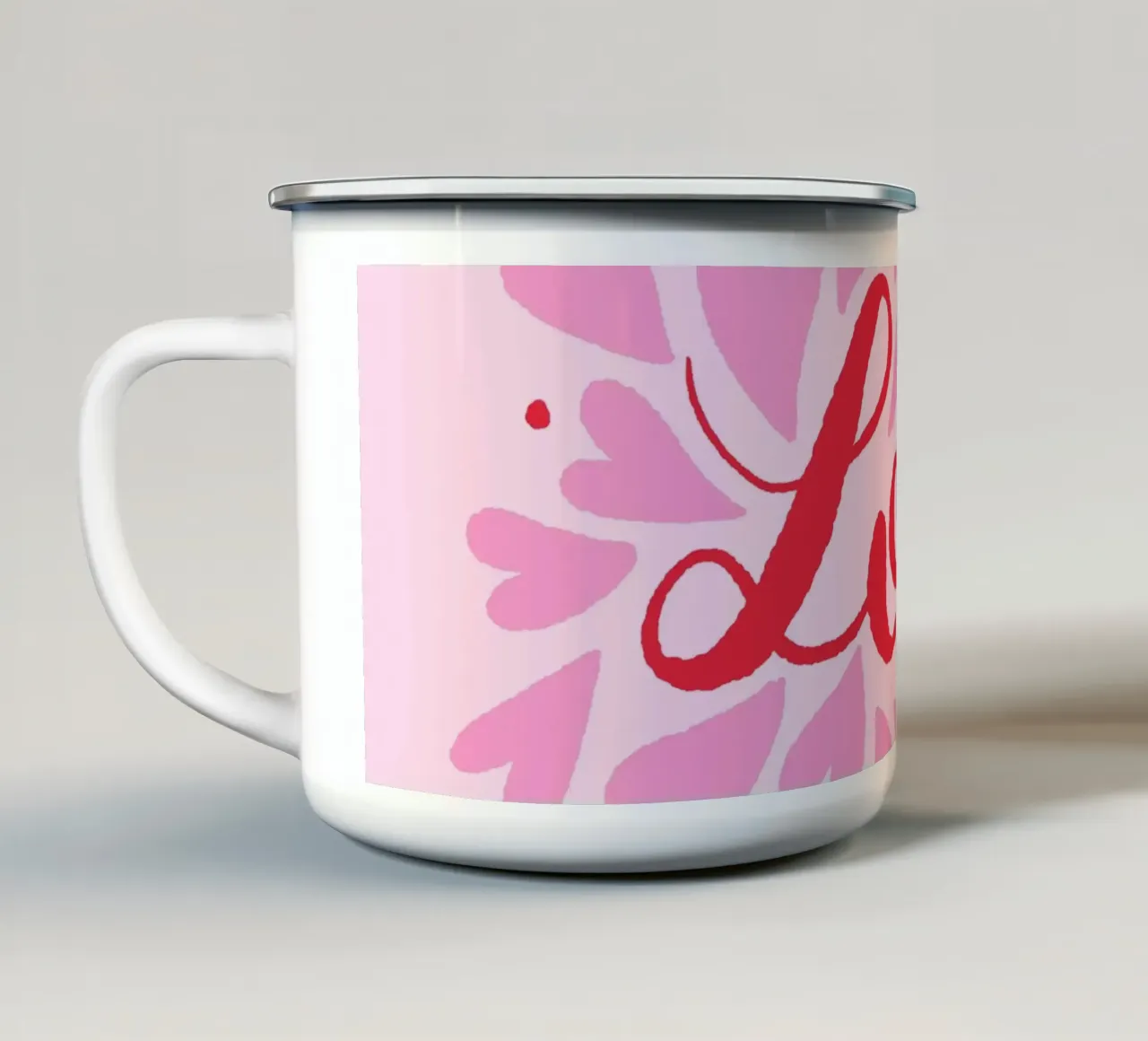 Cuori d'amore - rosa e rosso tazza in smalto da Wackapacka