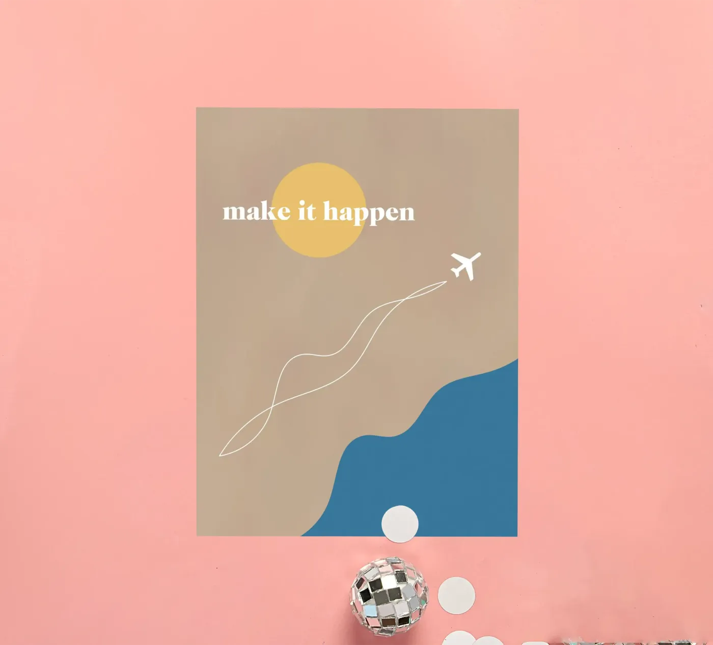 make it happen sticker by natural neutral