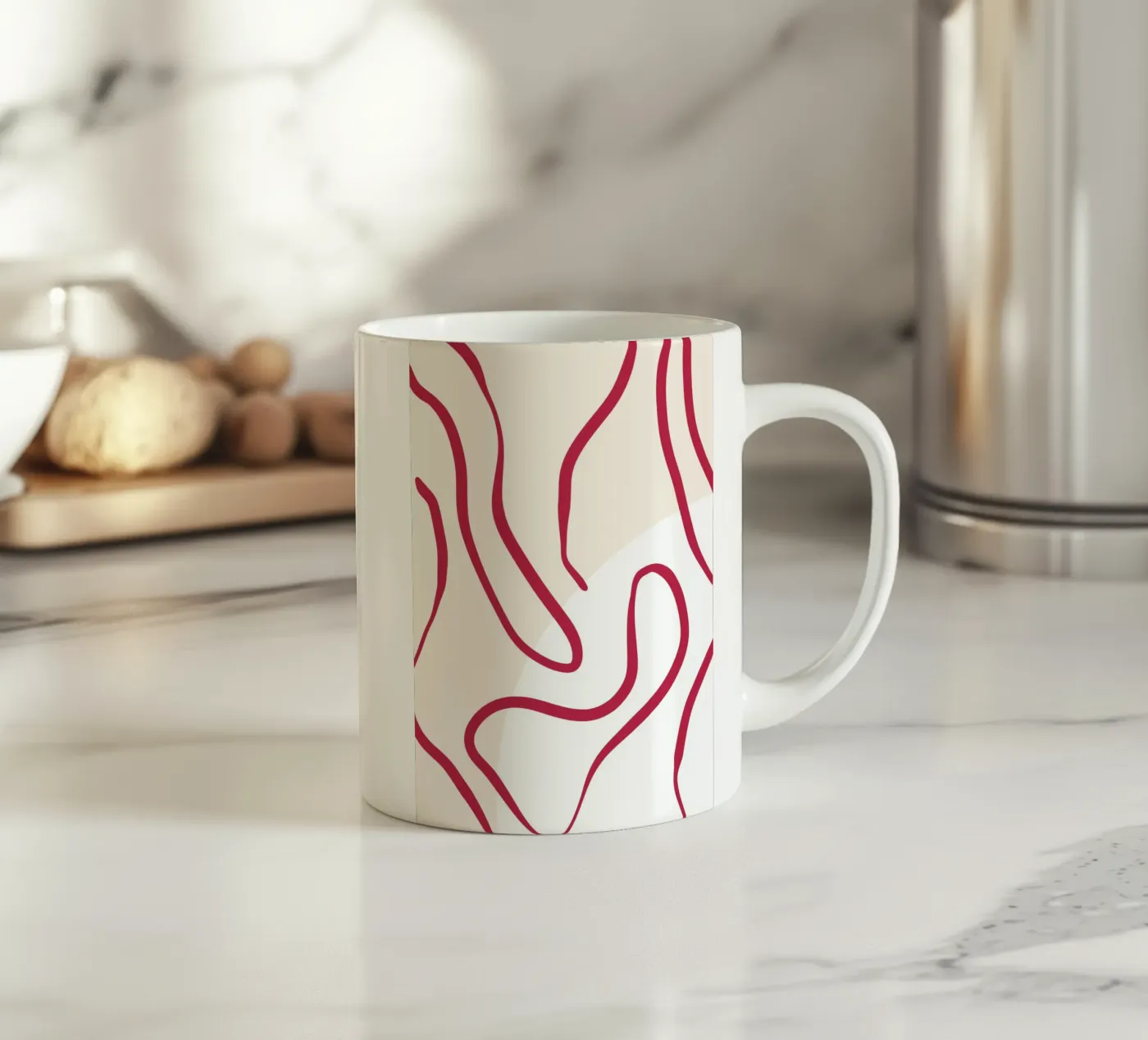 Red Lines ceramic mug by treechild