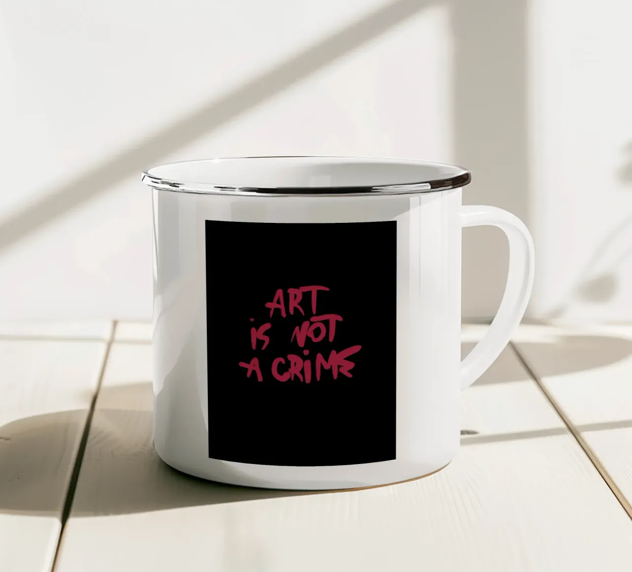 Art Is Not A Crime tazza in smalto da treechild