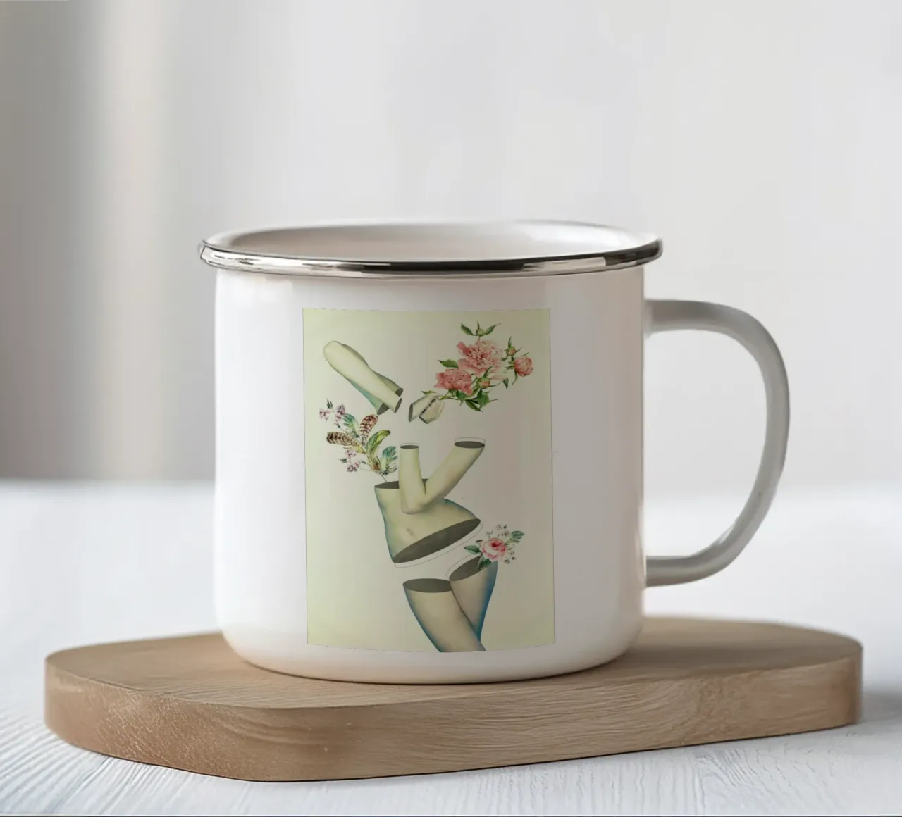 Think Too Much enamel mug by Dániel Taylor