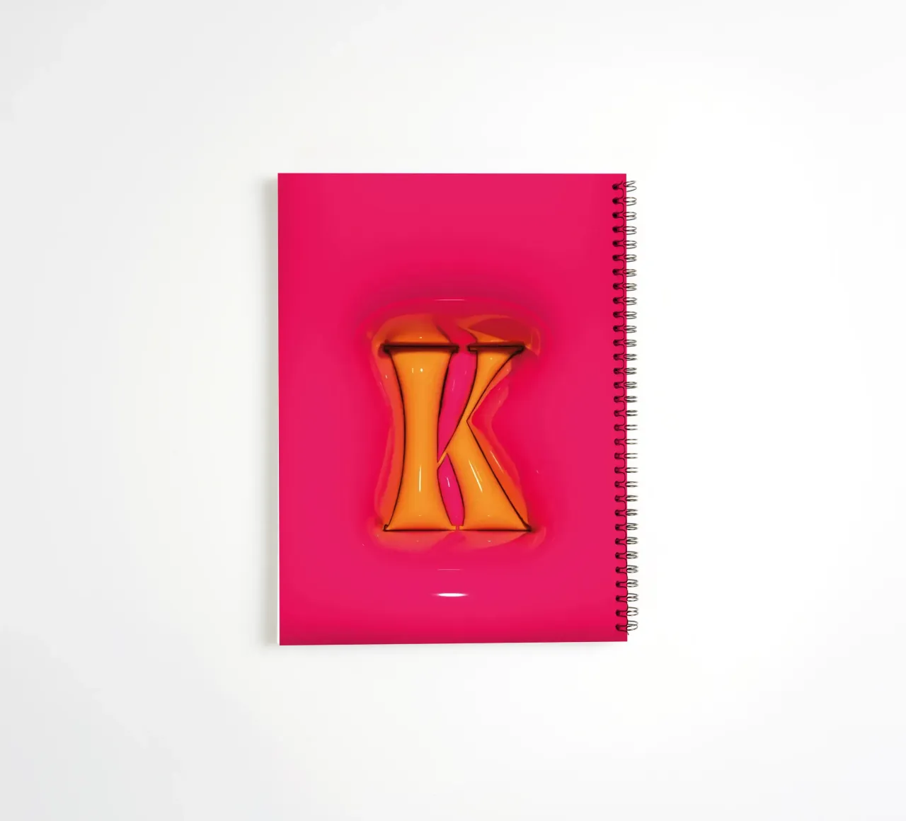 Bubblegum Inflate Initials K Pink spiral notebook by Malou-Studio