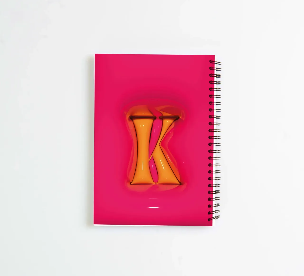 Bubblegum Inflate Initials K Pink spiral notebook by Malou-Studio