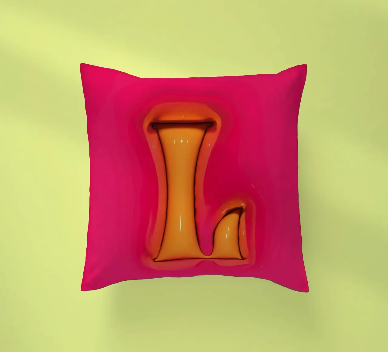 Bubblegum Inflate Initials L Pink decorative cushion by Malou-Studio