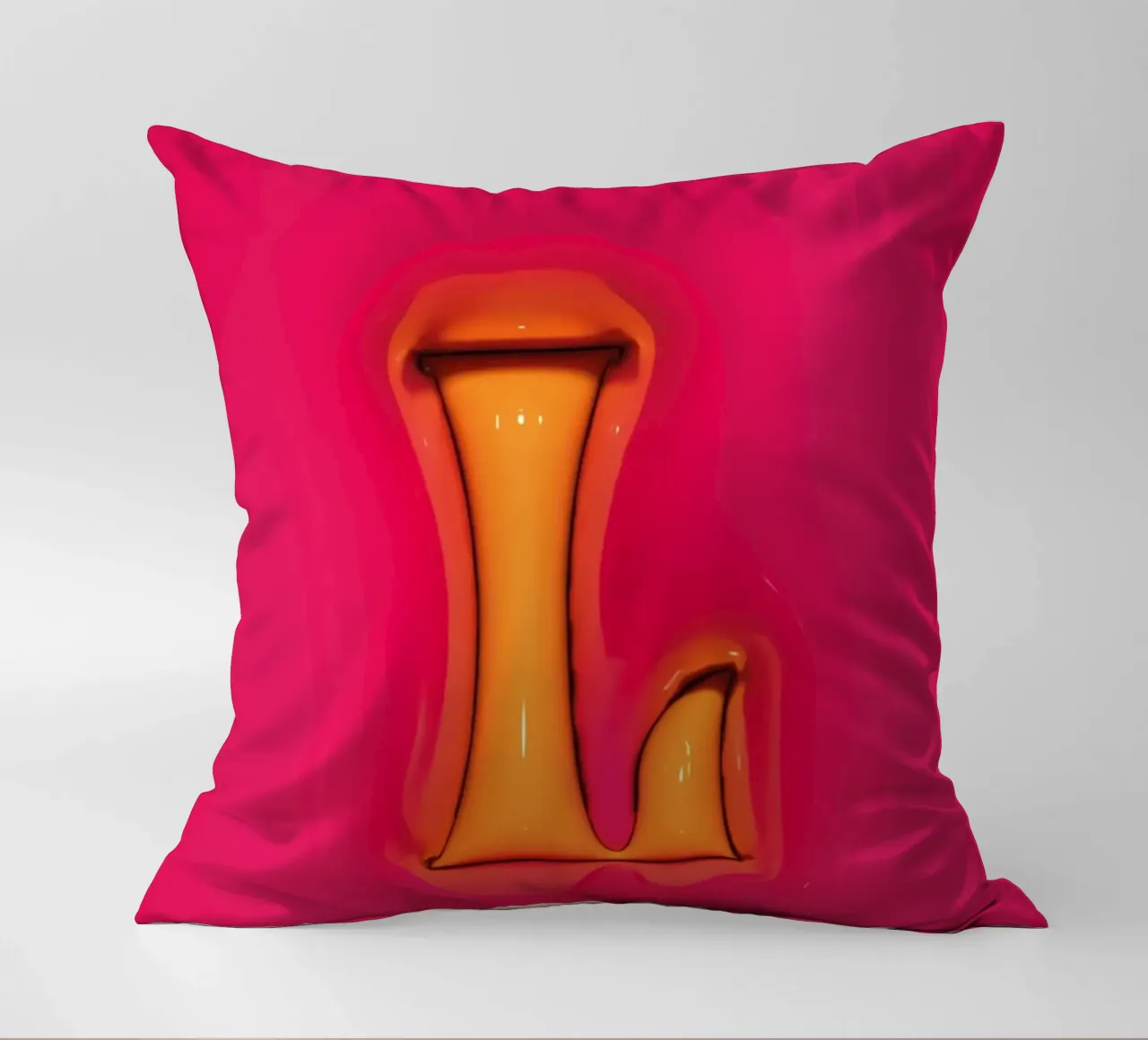 Bubblegum Inflate Initials L Pink decorative cushion by Malou-Studio