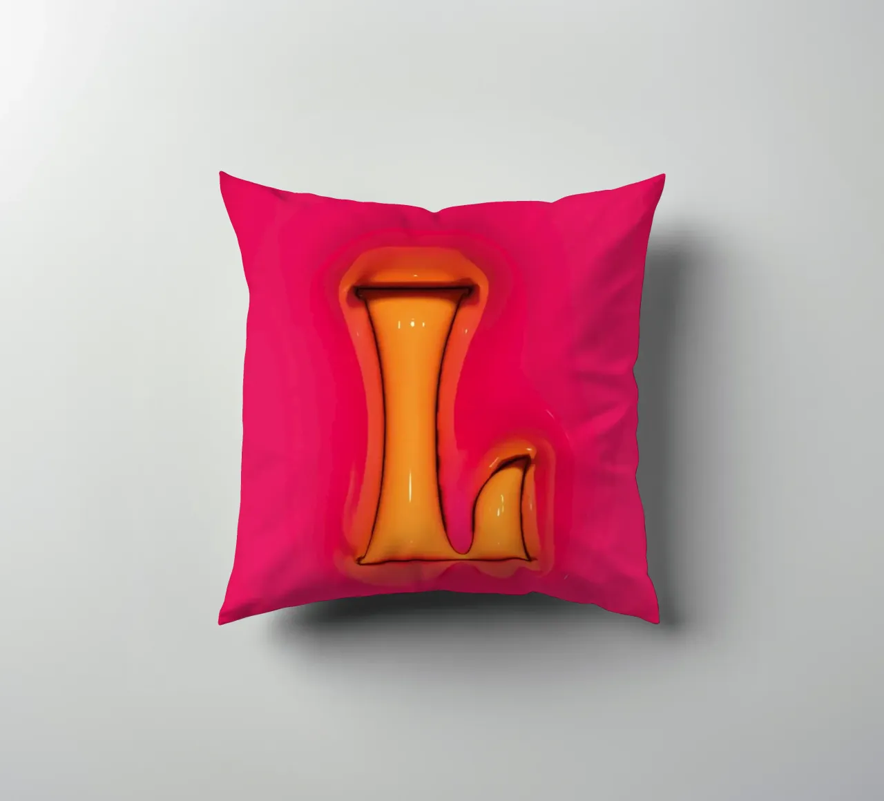 Bubblegum Inflate Initials L Pink decorative cushion by Malou-Studio