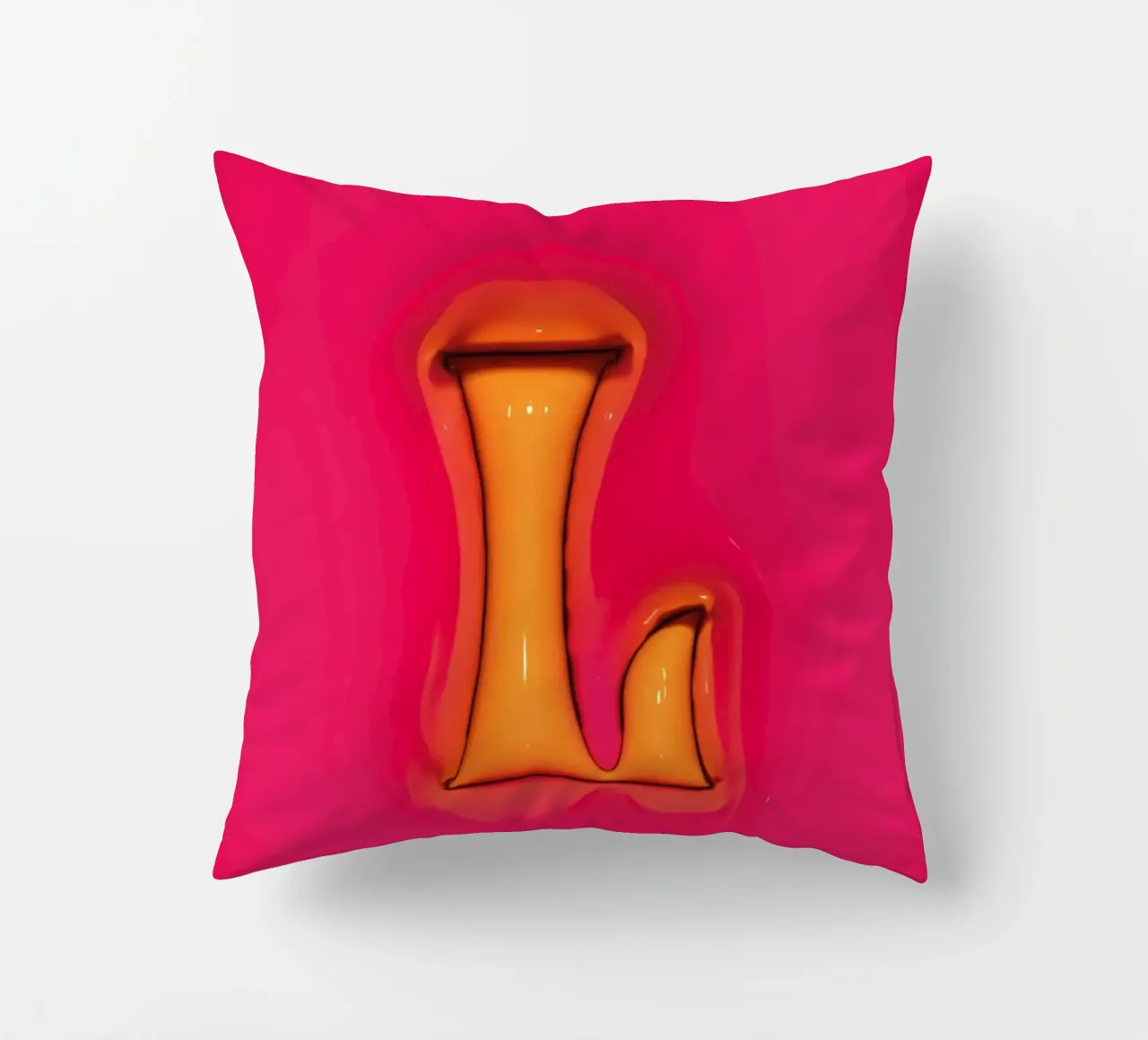 Bubblegum Inflate Initials L Pink decorative cushion by Malou-Studio