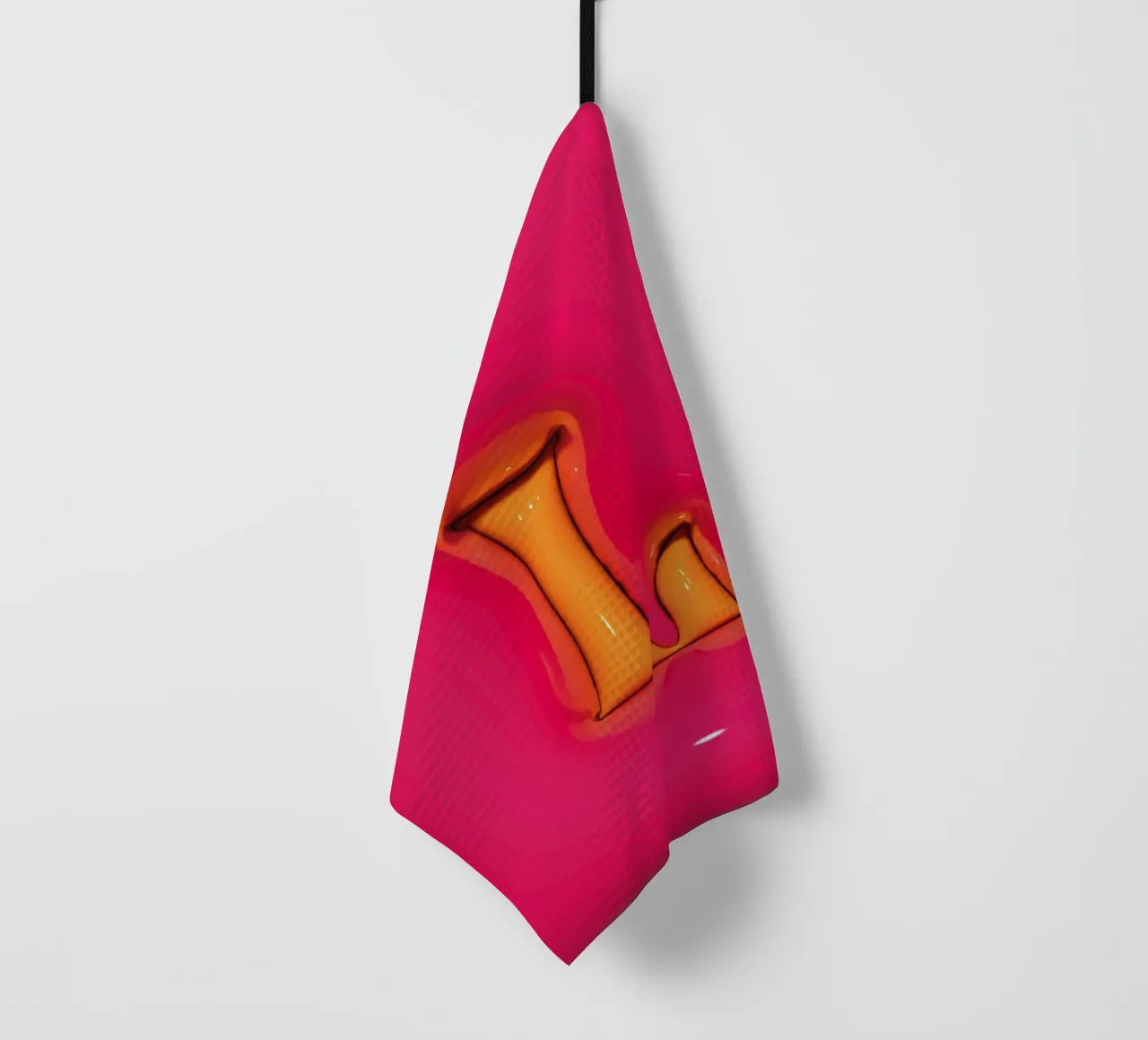 Bubblegum Inflate Initials L Pink tea towel by Malou-Studio