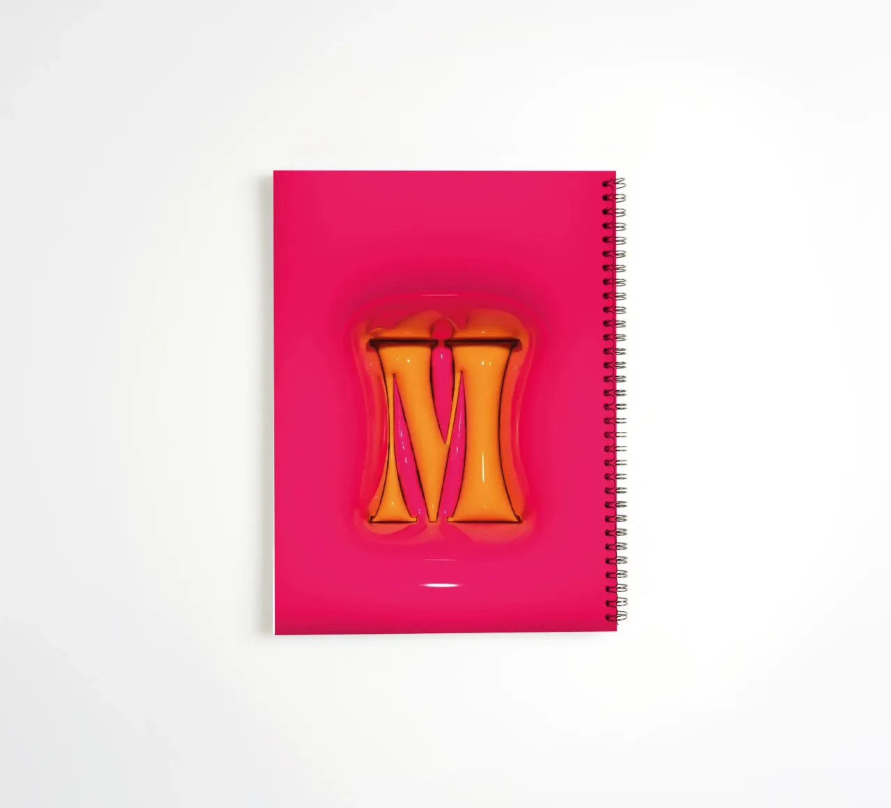 Bubblegum Inflate Initials M Pink spiral notebook by Malou-Studio