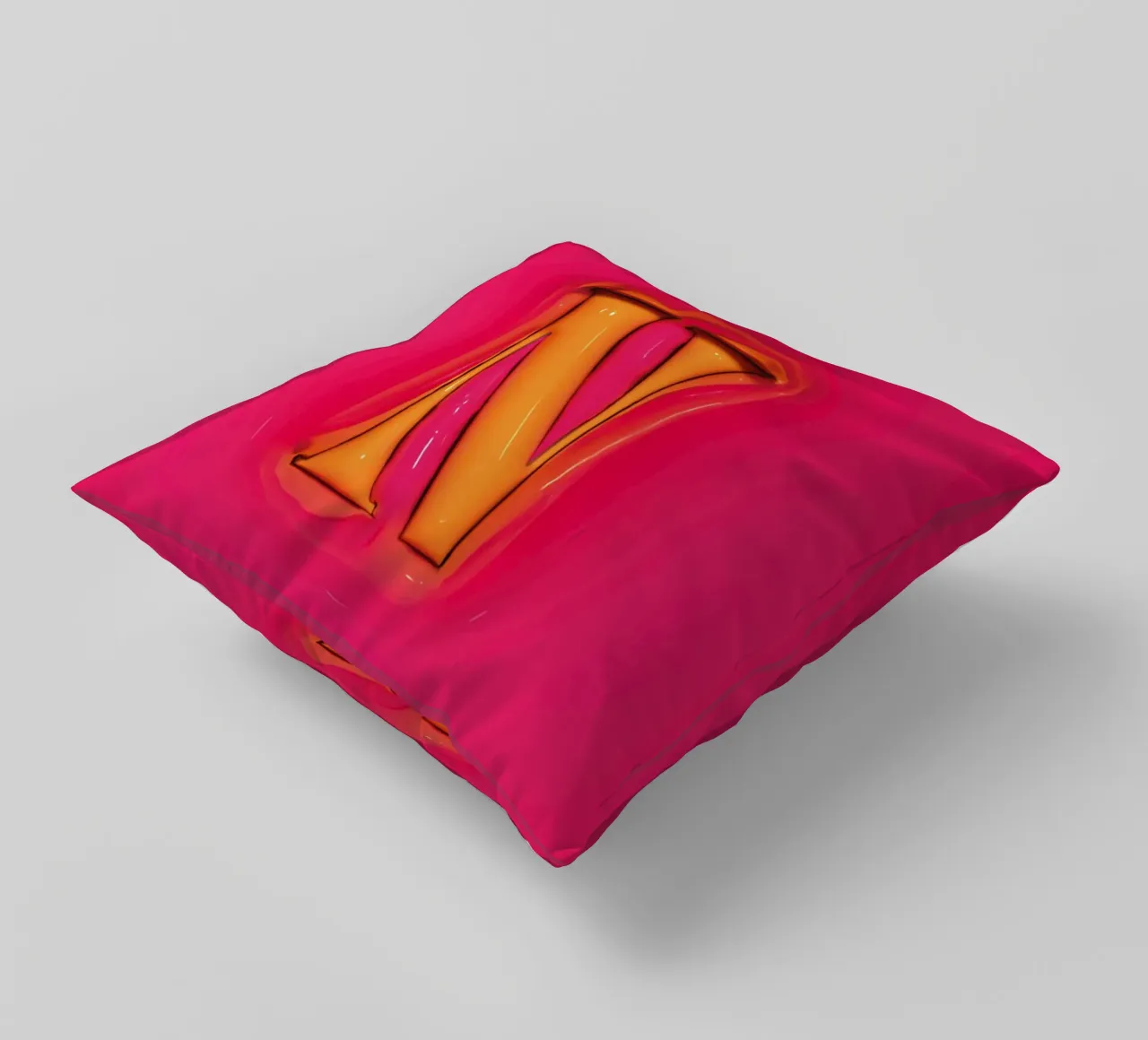 Bubblegum Inflate Initials N Pink decorative cushion by Malou-Studio