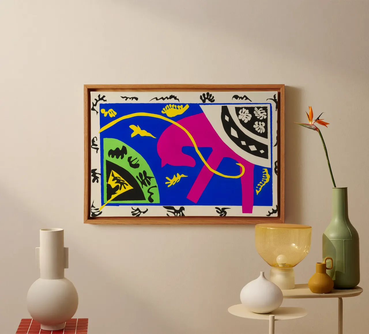 Henri Matisse - Das Pferd, die Zirkusreiterin und der Clown Leinwand mit Schattenfugenrahmen von ARTOTHEK