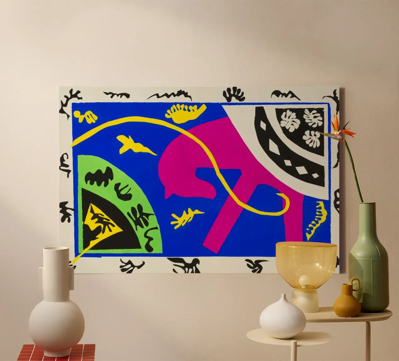 Henri Matisse - Das Pferd, die Zirkusreiterin und der Clown Leinwand mit Schattenfugenrahmen von ARTOTHEK