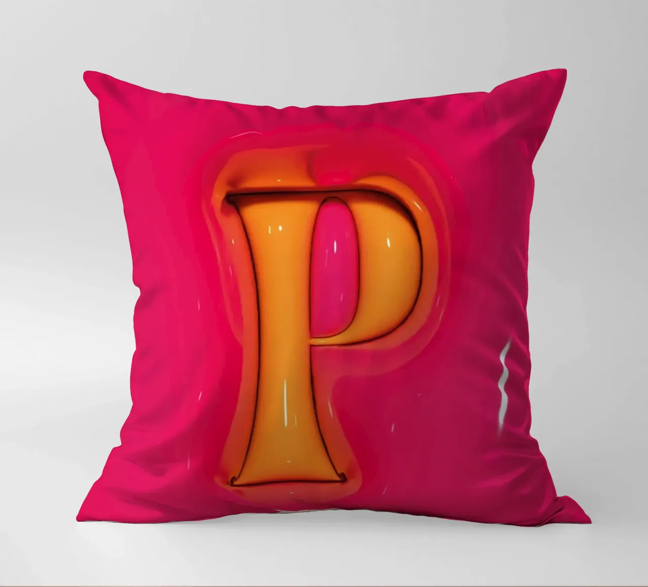 Bubblegum Inflate Initials O Pink decorative cushion by Malou-Studio