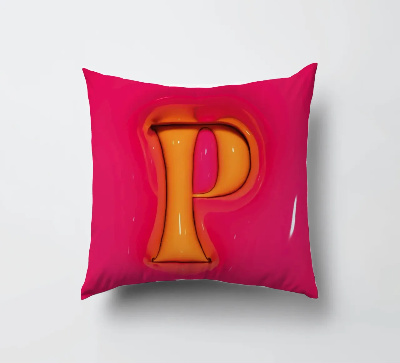 Bubblegum Inflate Initials O Pink decorative cushion by Malou-Studio
