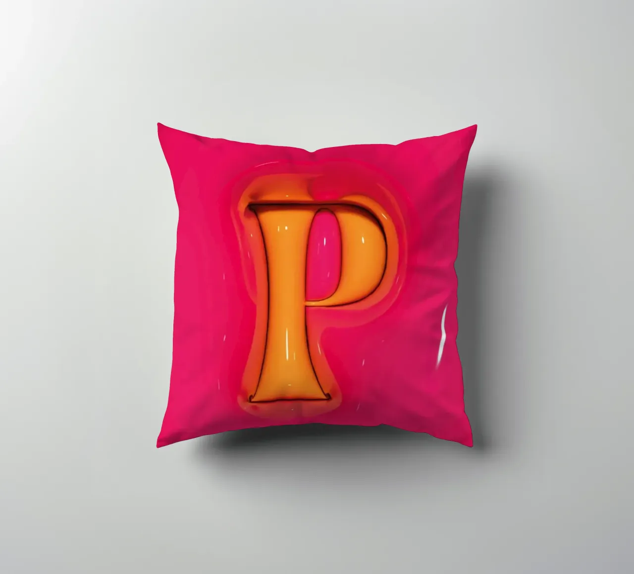 Bubblegum Inflate Initials O Pink decorative cushion by Malou-Studio