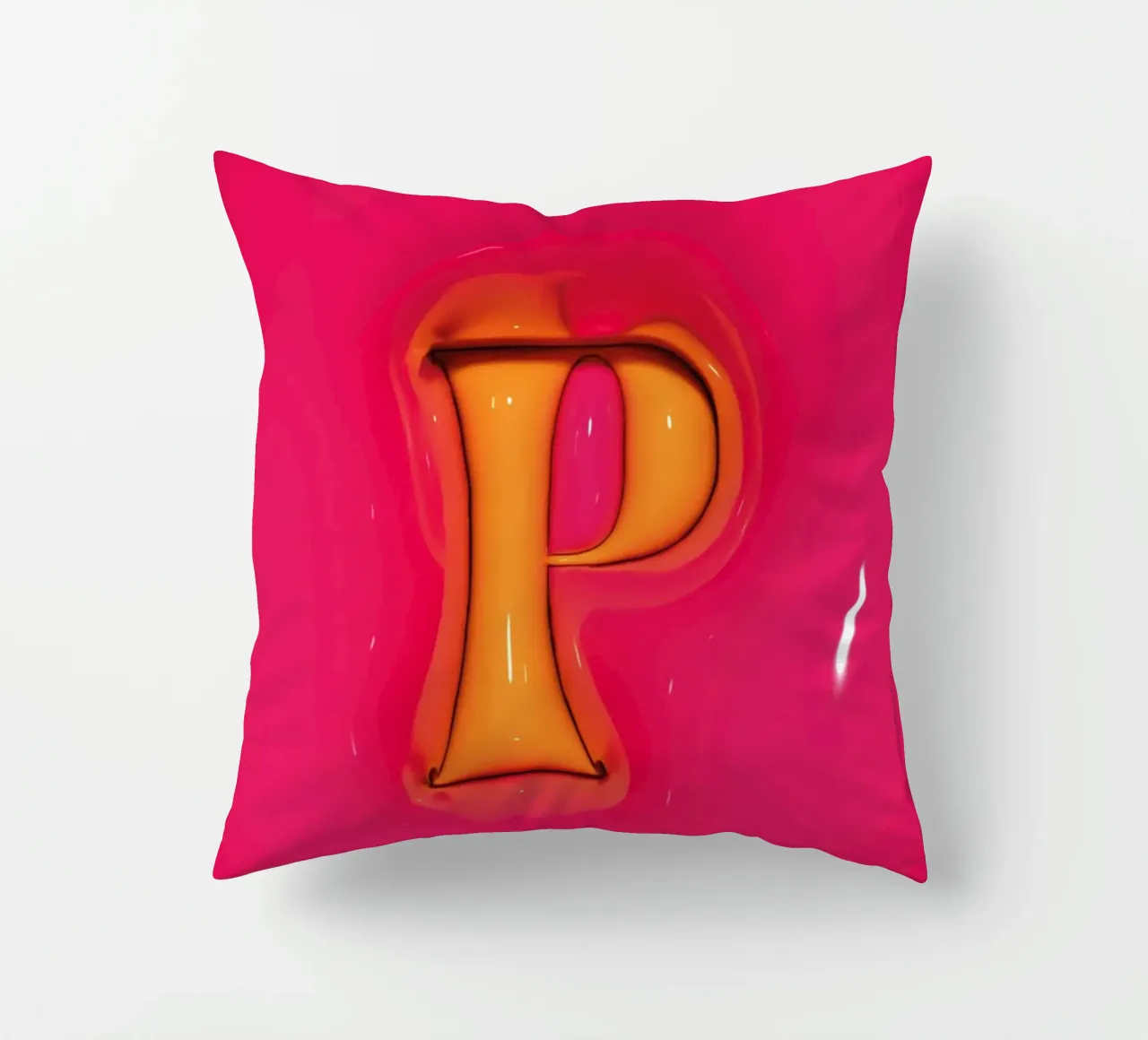 Bubblegum Inflate Initials O Pink decorative cushion by Malou-Studio