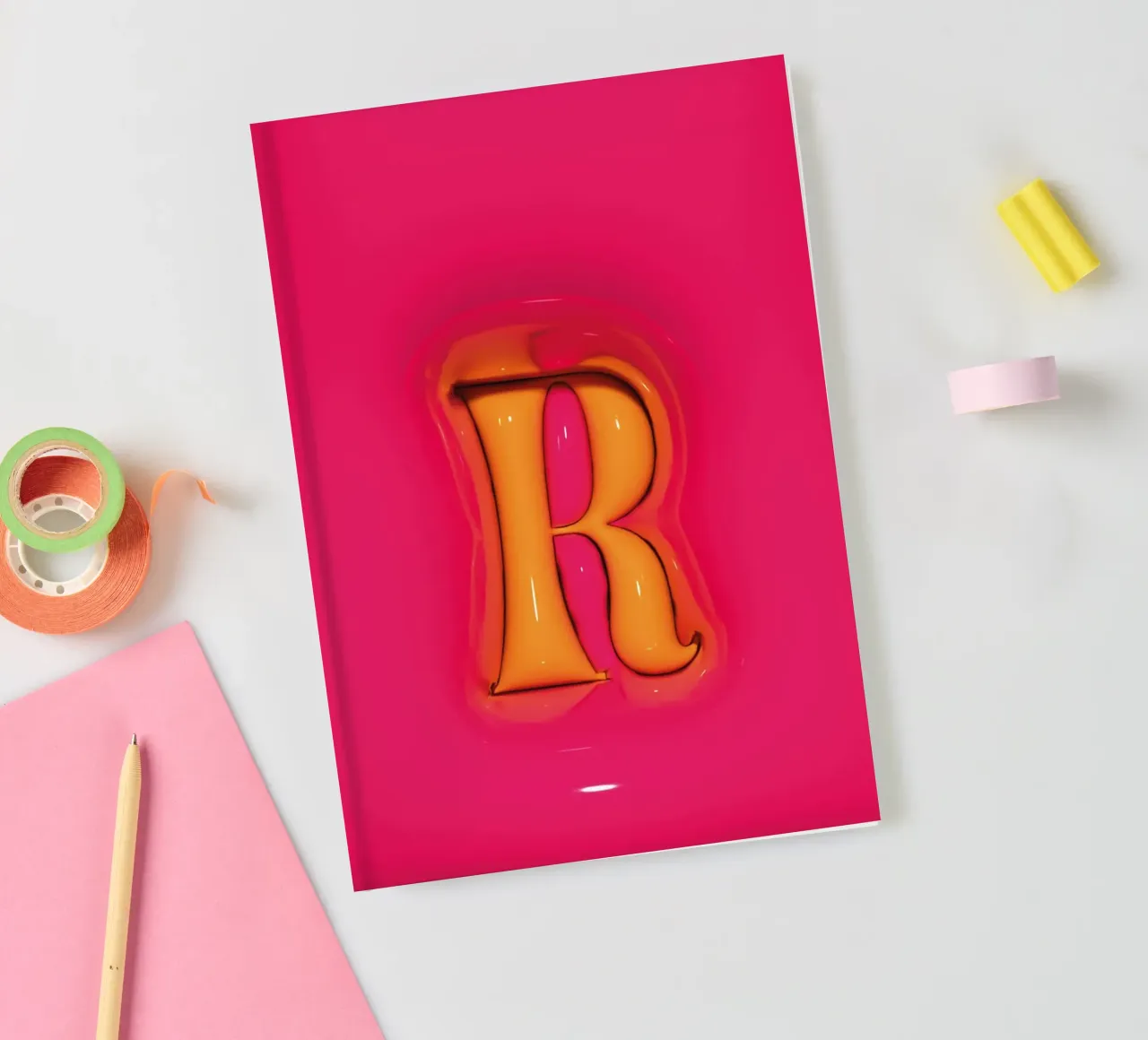 Bubblegum Inflate Initials R Pink notebook by Malou-Studio
