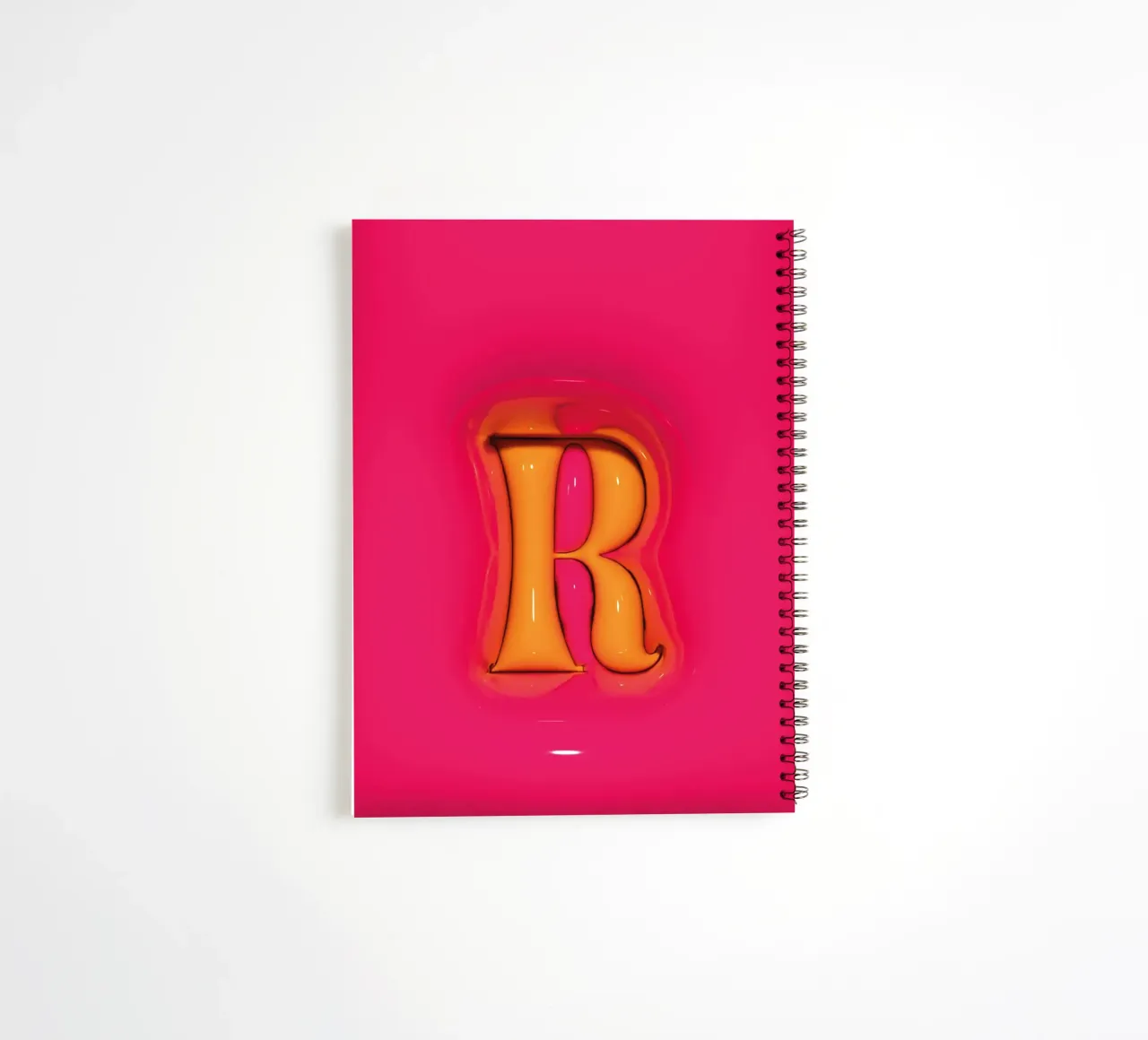 Bubblegum Inflate Initials R Pink spiral notebook by Malou-Studio