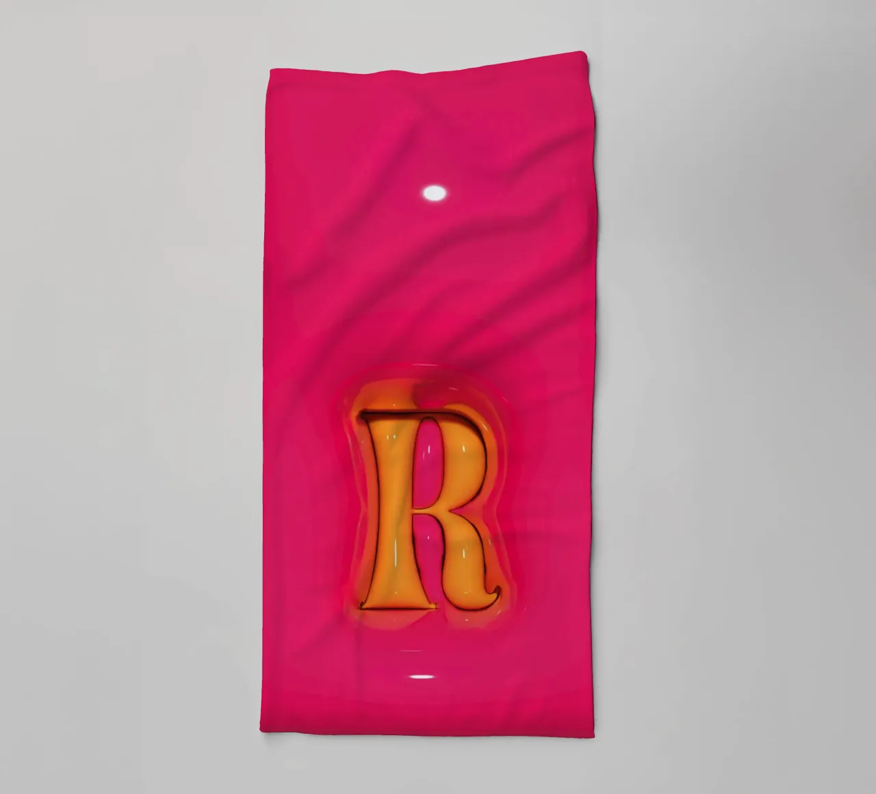 Bubblegum Inflate Initials R Pink towel by Malou-Studio
