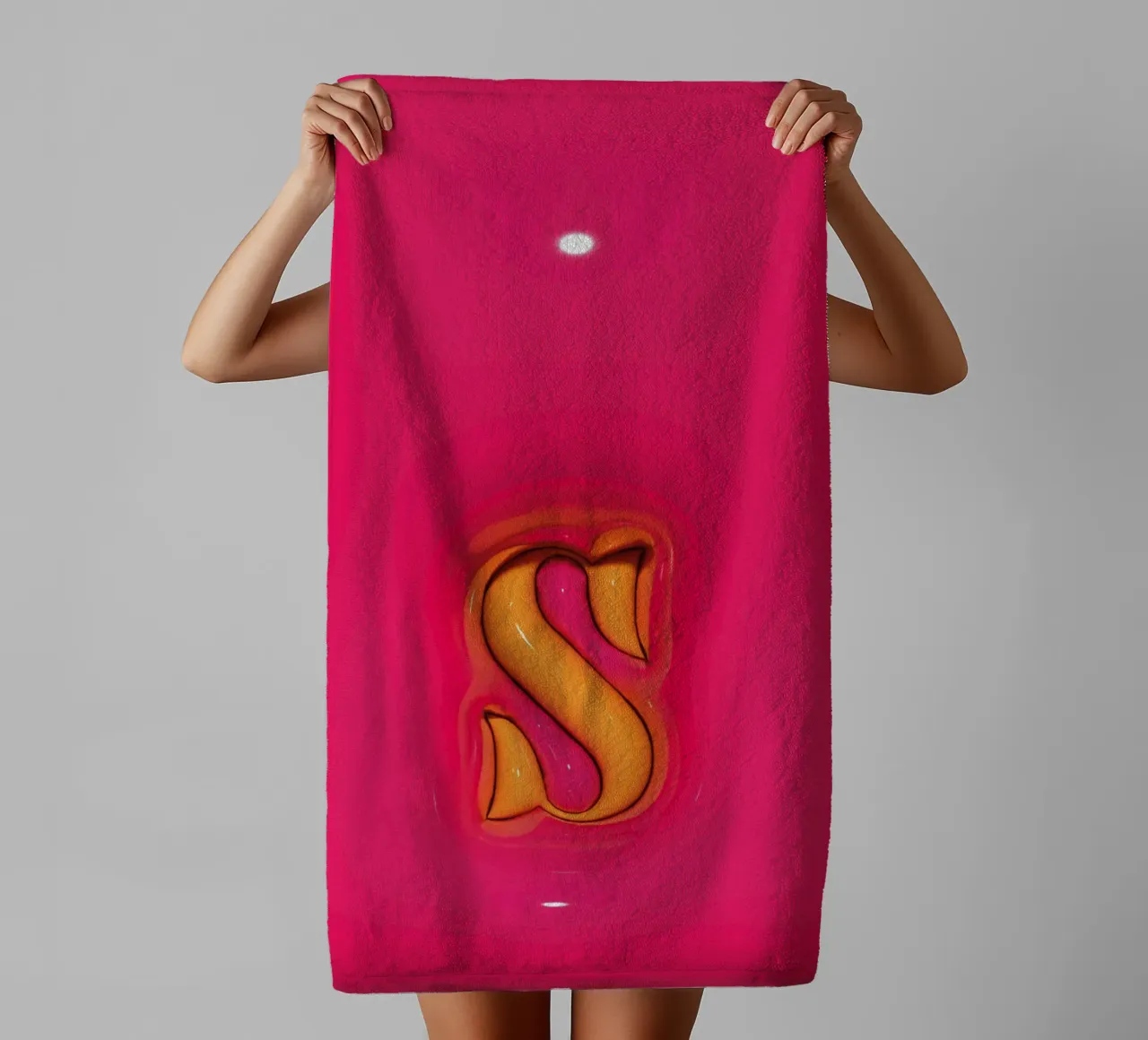 Bubblegum Inflate Initials S Pink towel by Malou-Studio