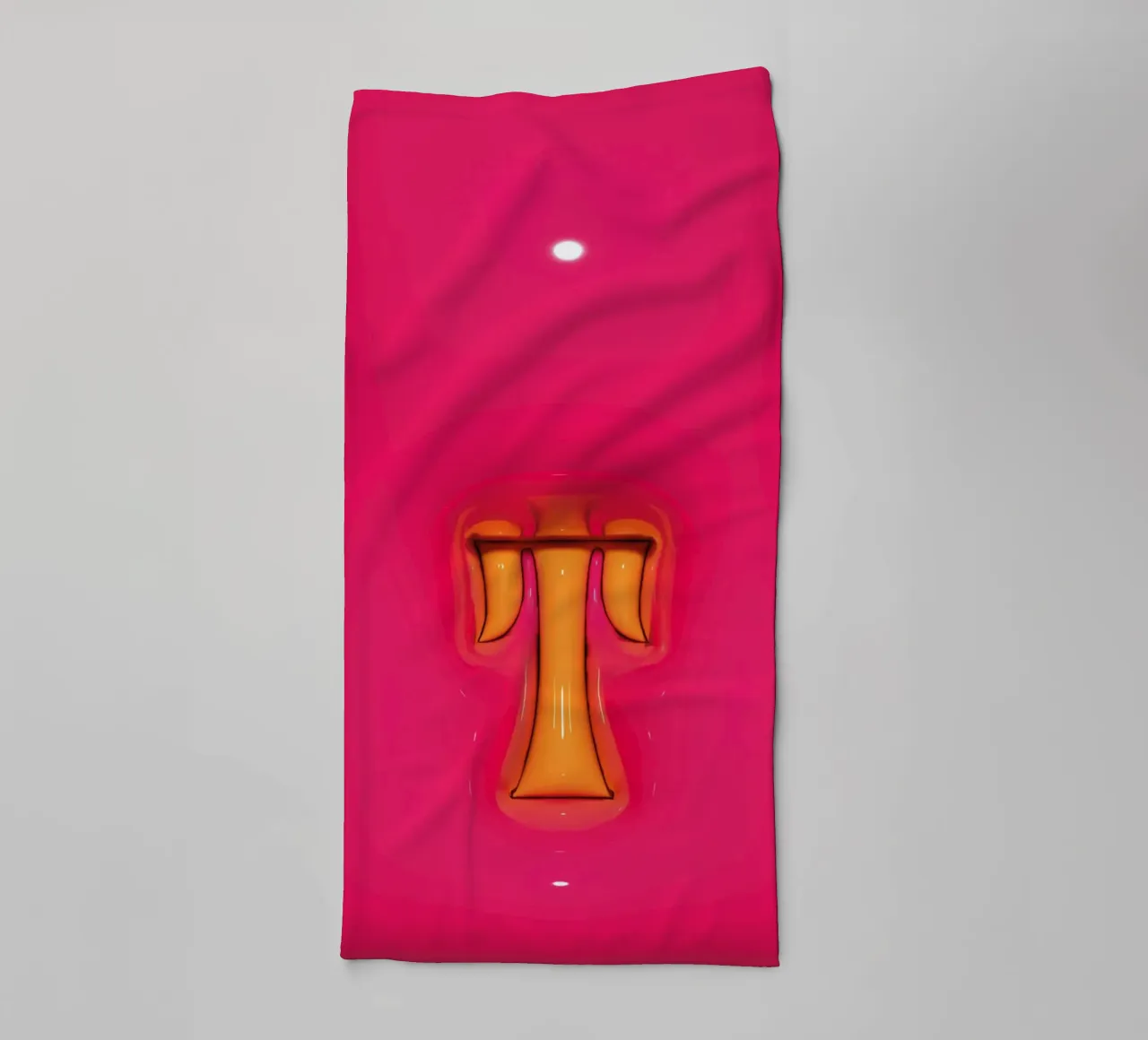 Bubblegum Inflate Initials T Pink towel by Malou-Studio