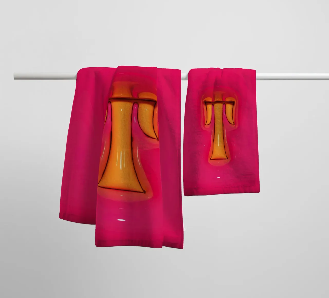 Bubblegum Inflate Initials T Rosa toalla de baño de Malou-Studio