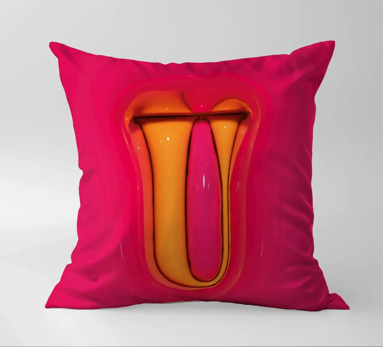 Bubblegum Inflate Initials U Pink decorative cushion by Malou-Studio