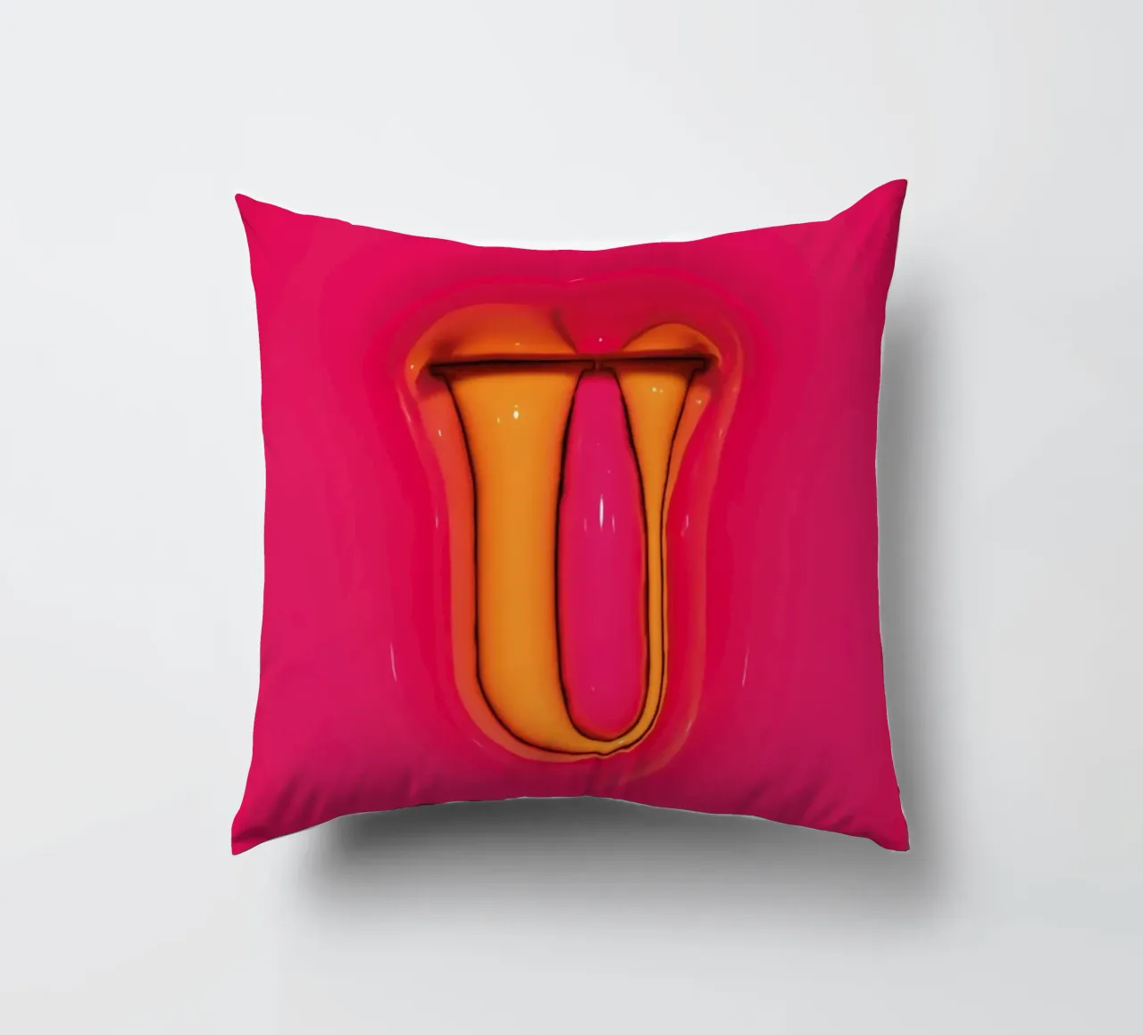 Bubblegum Inflate Initials U Pink decorative cushion by Malou-Studio