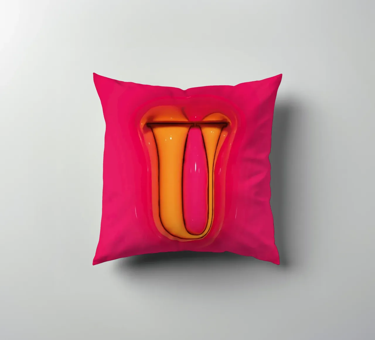 Bubblegum Inflate Initials U Pink decorative cushion by Malou-Studio