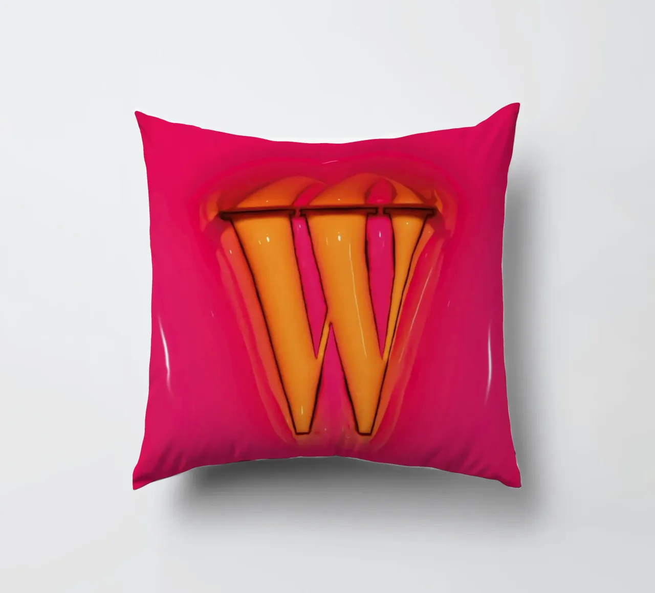 Gonfiaggio Bubblegum Iniziali W Rosa cuscino da Malou-Studio