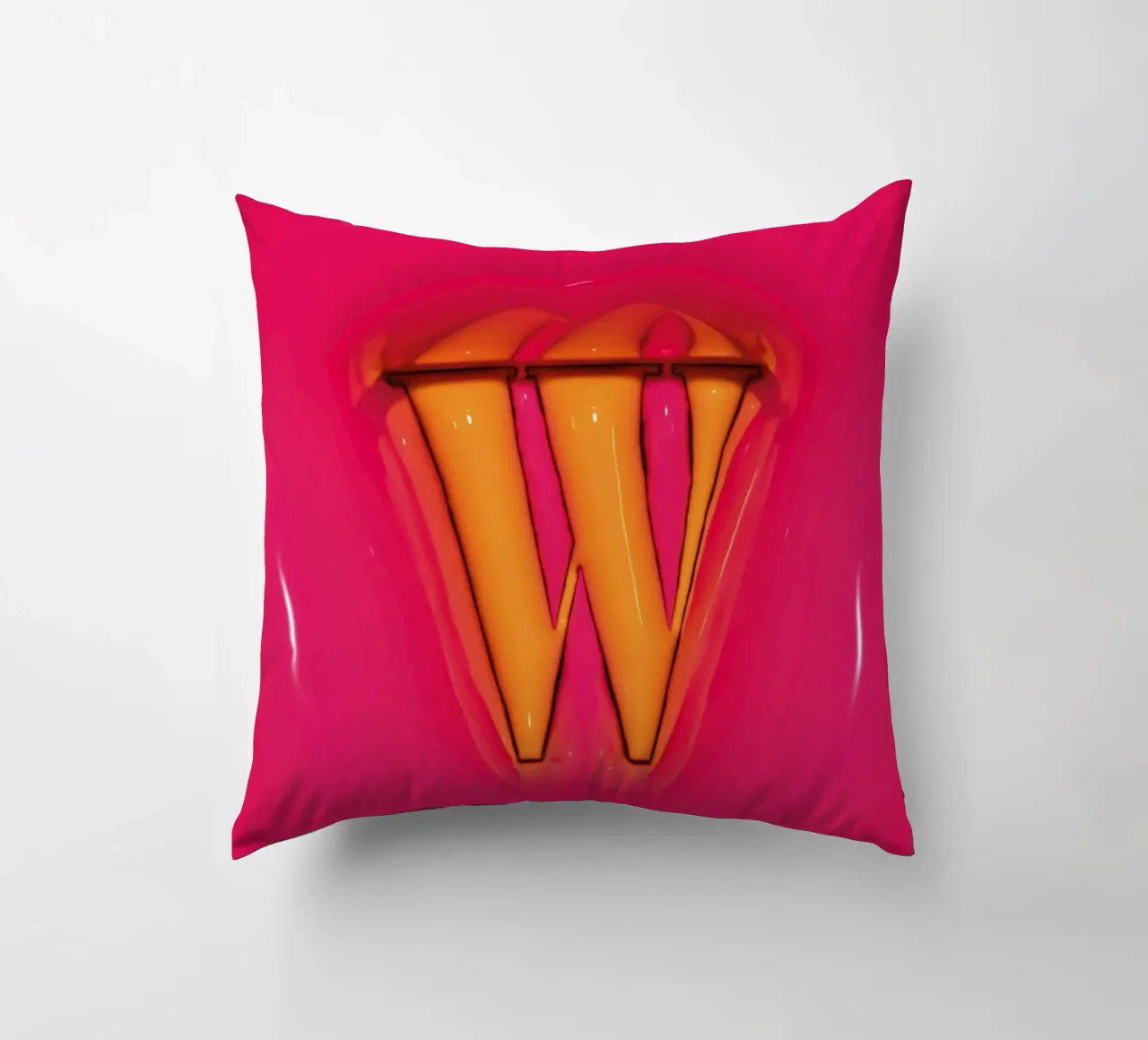 Gonfiaggio Bubblegum Iniziali W Rosa cuscino da Malou-Studio