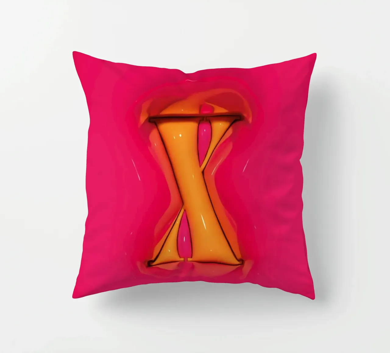 Bubblegum Inflate Initials X Pink decorative cushion by Malou-Studio