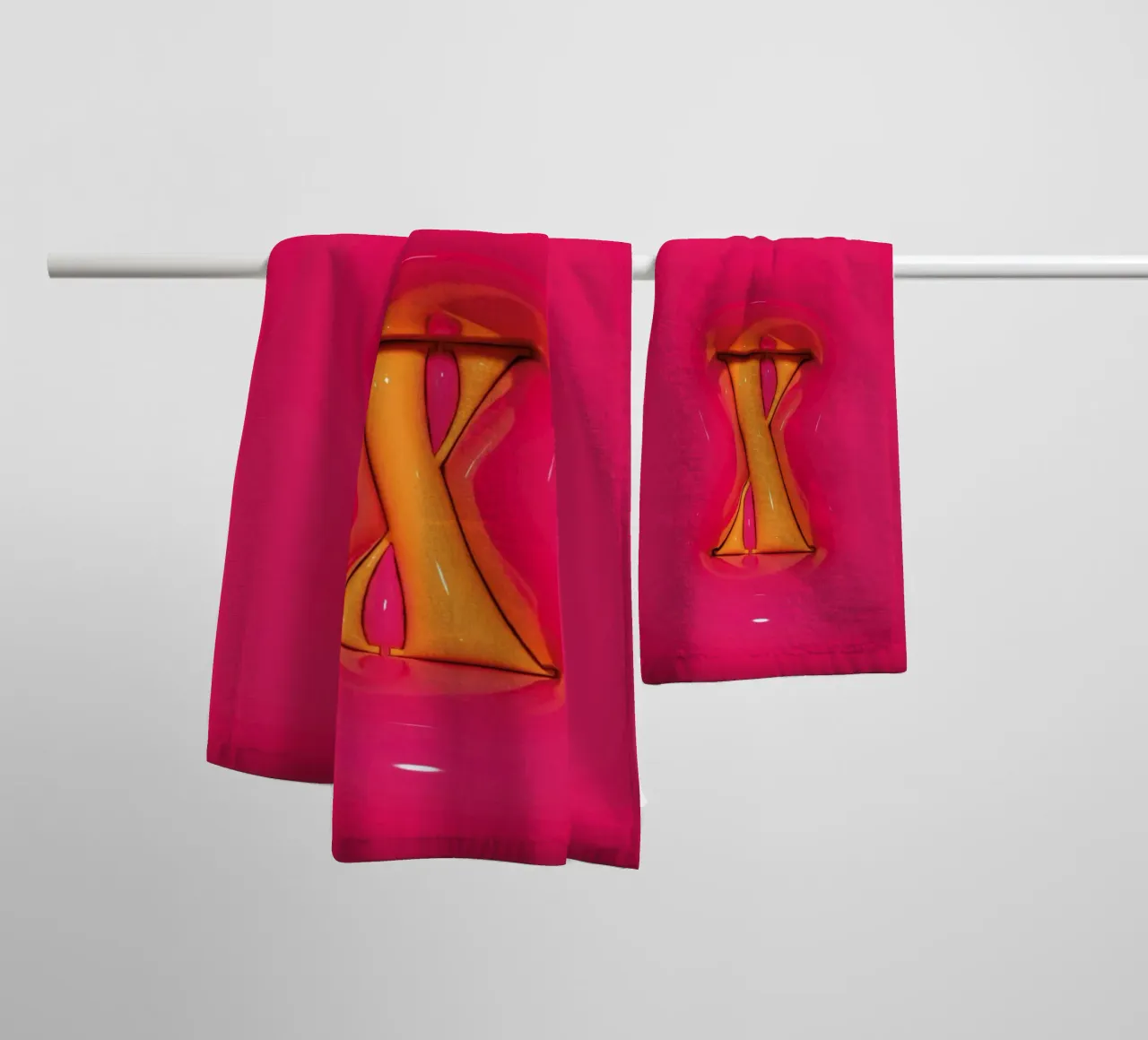 Bubblegum Inflate Initials X Pink towel by Malou-Studio