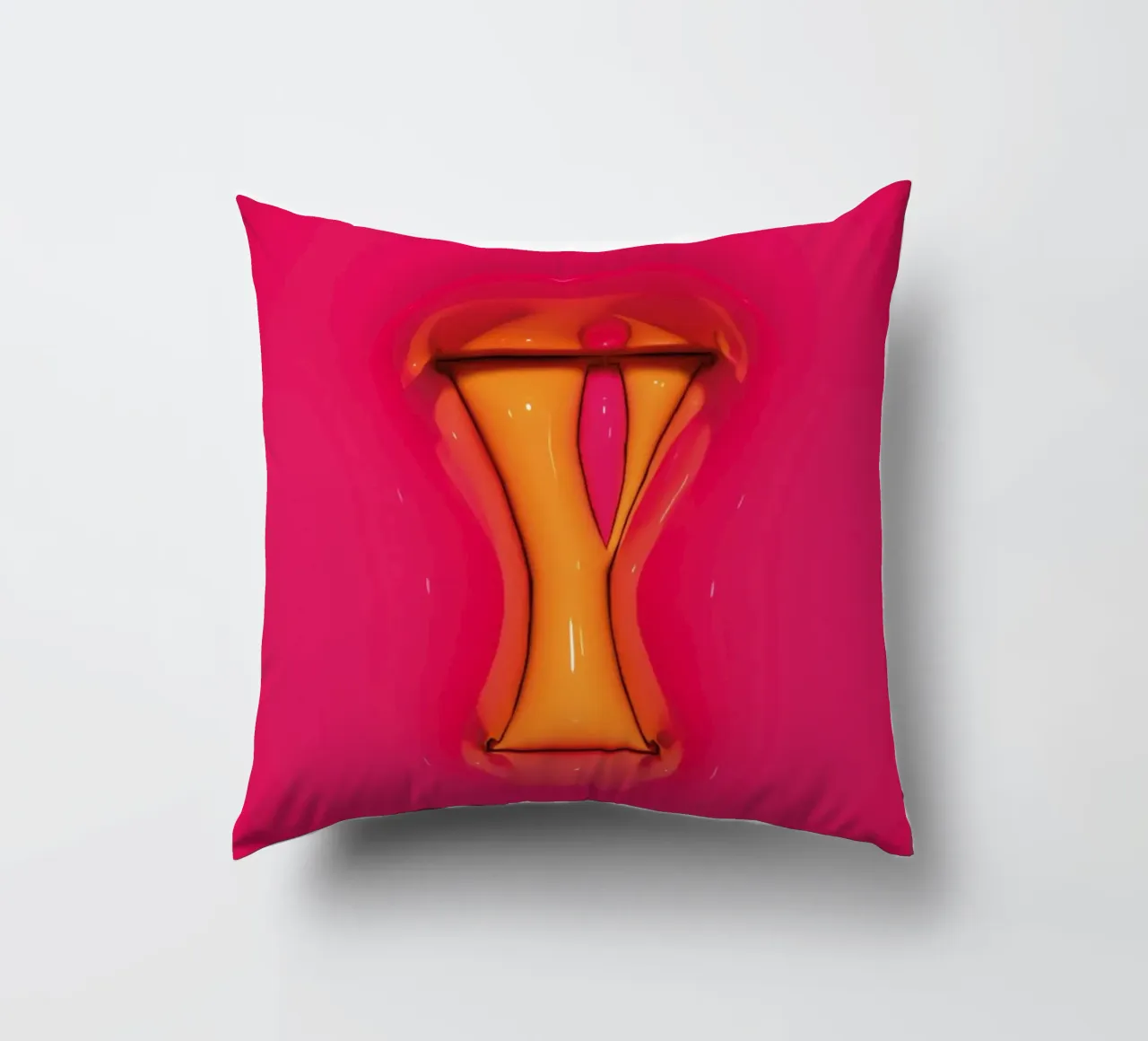 Bubblegum Inflate Initials Y Pink decorative cushion by Malou-Studio