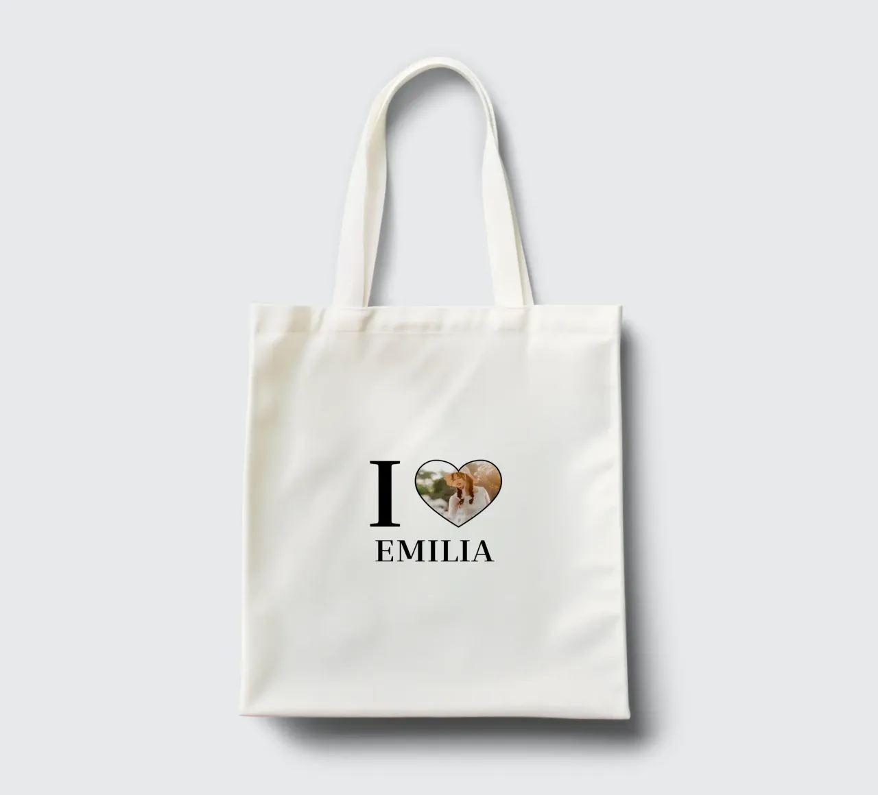 Personalized I Love Custom Photo & Name Valentine tote bag by Personalized Art