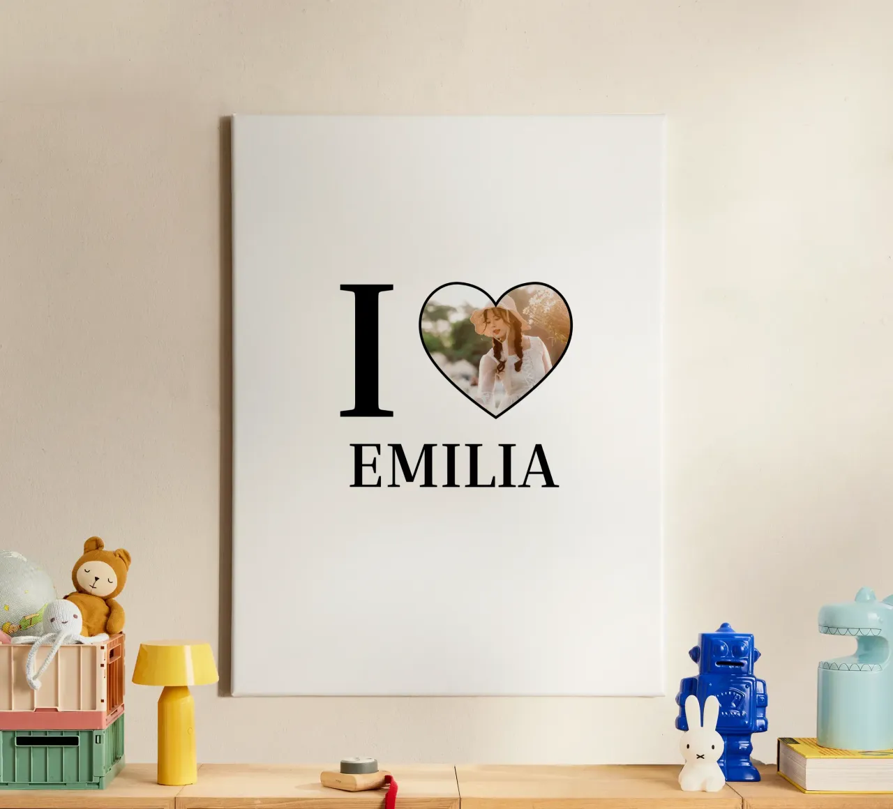 Personalized I Love Custom Photo & Name Valentine canvas with Floater frame by Personalized Art