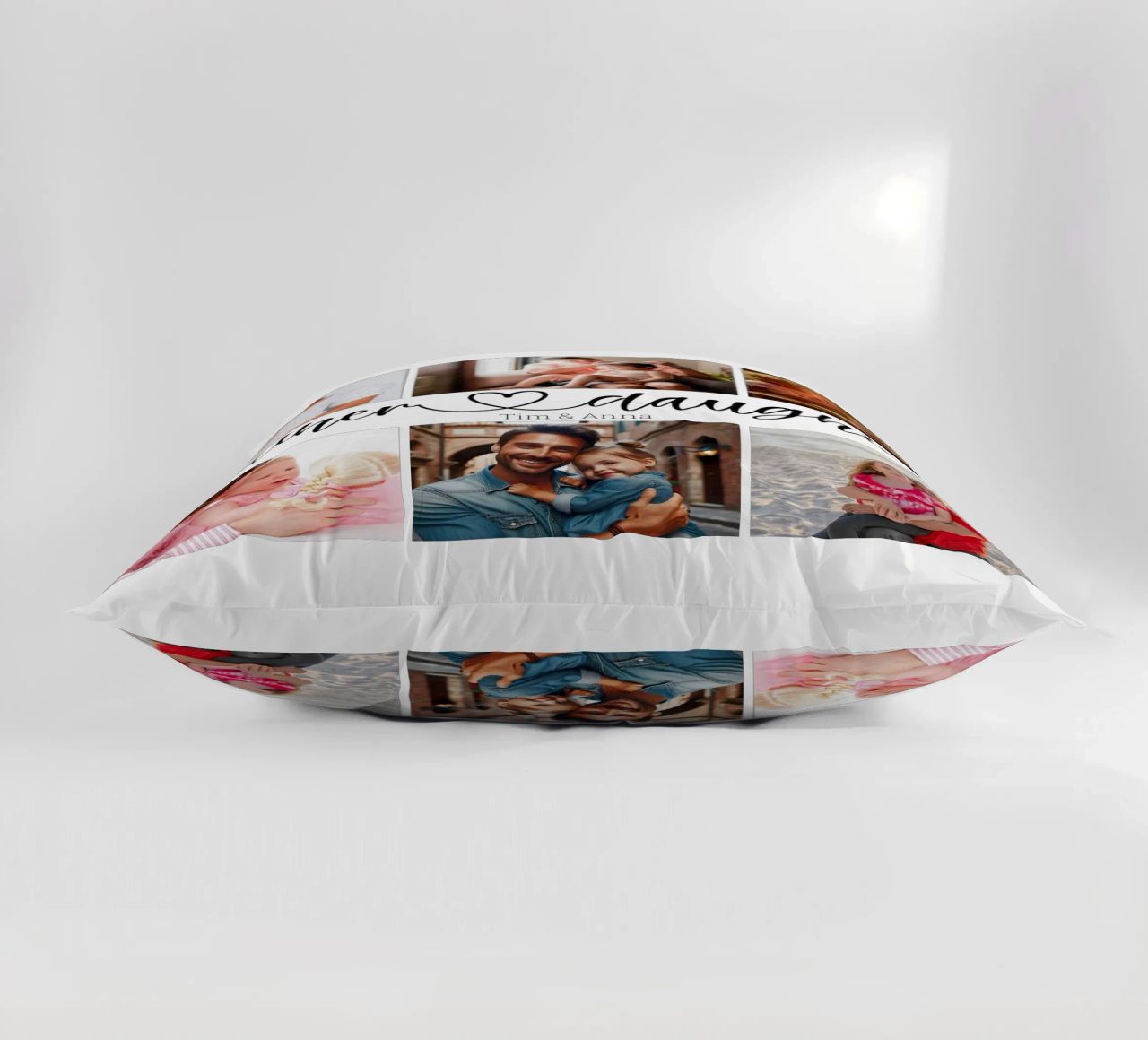 Collage de 6 photos personnalisées père et fille pour la fête des pères coussin de Personalized Art
