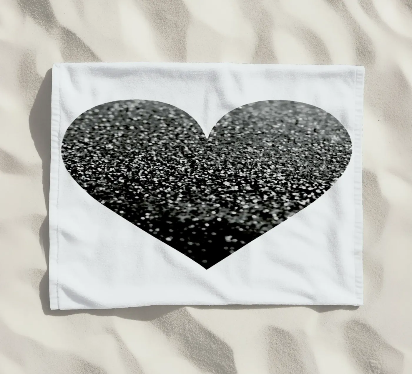 Black Heart beach towel by Monika Strigel