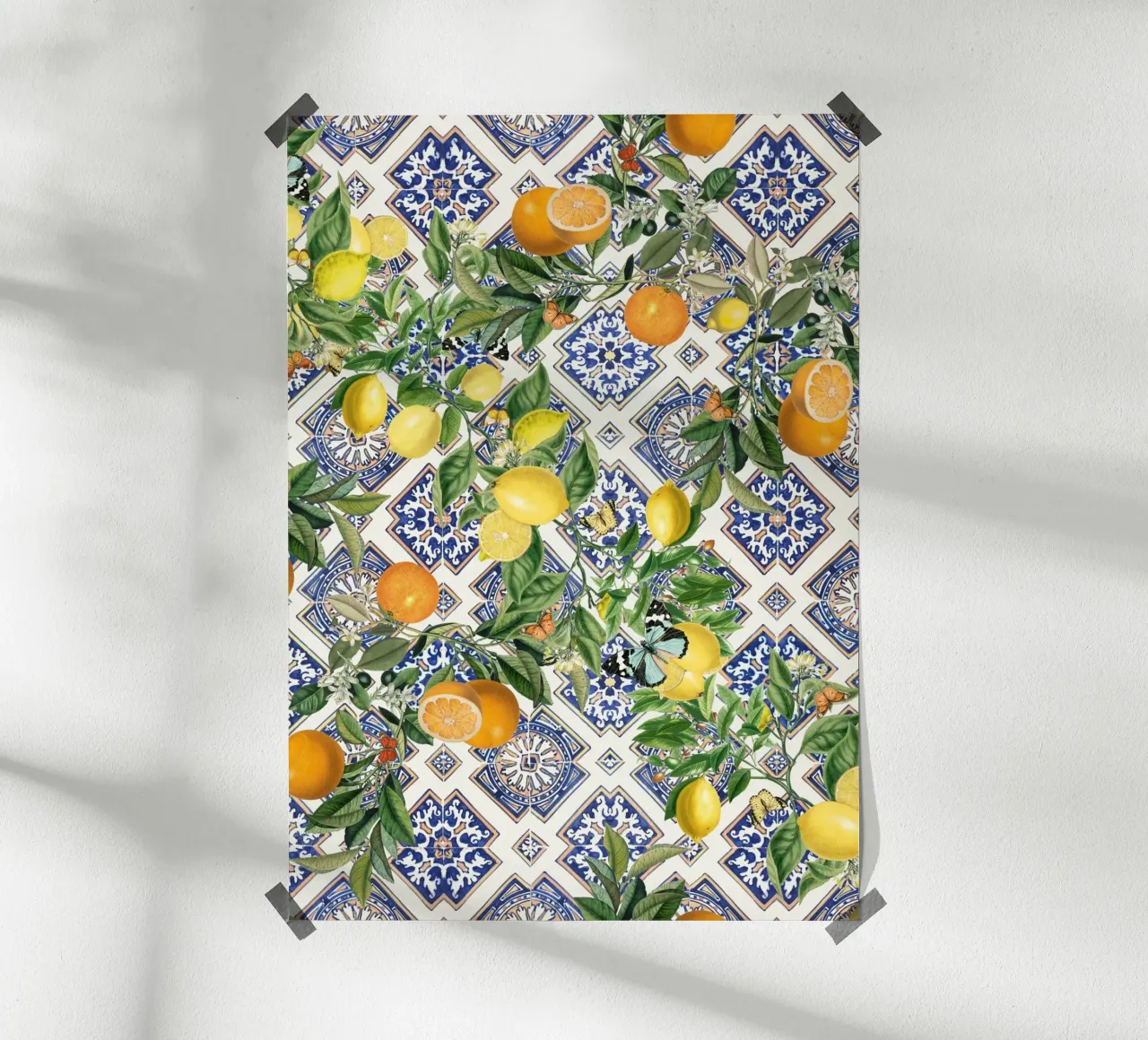Limoni, agrumi e piastrelle blu carta hahnemühle da Bloomery Decor