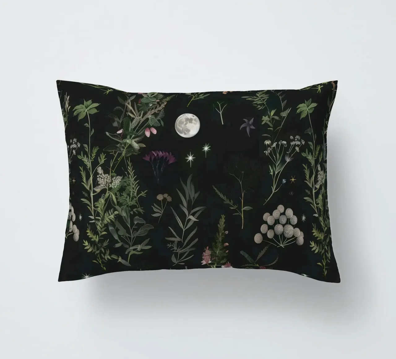 Luna Piena Stelle Botaniche Foresta Boho Retro Floreale cuscino da Gentle Echoes Art