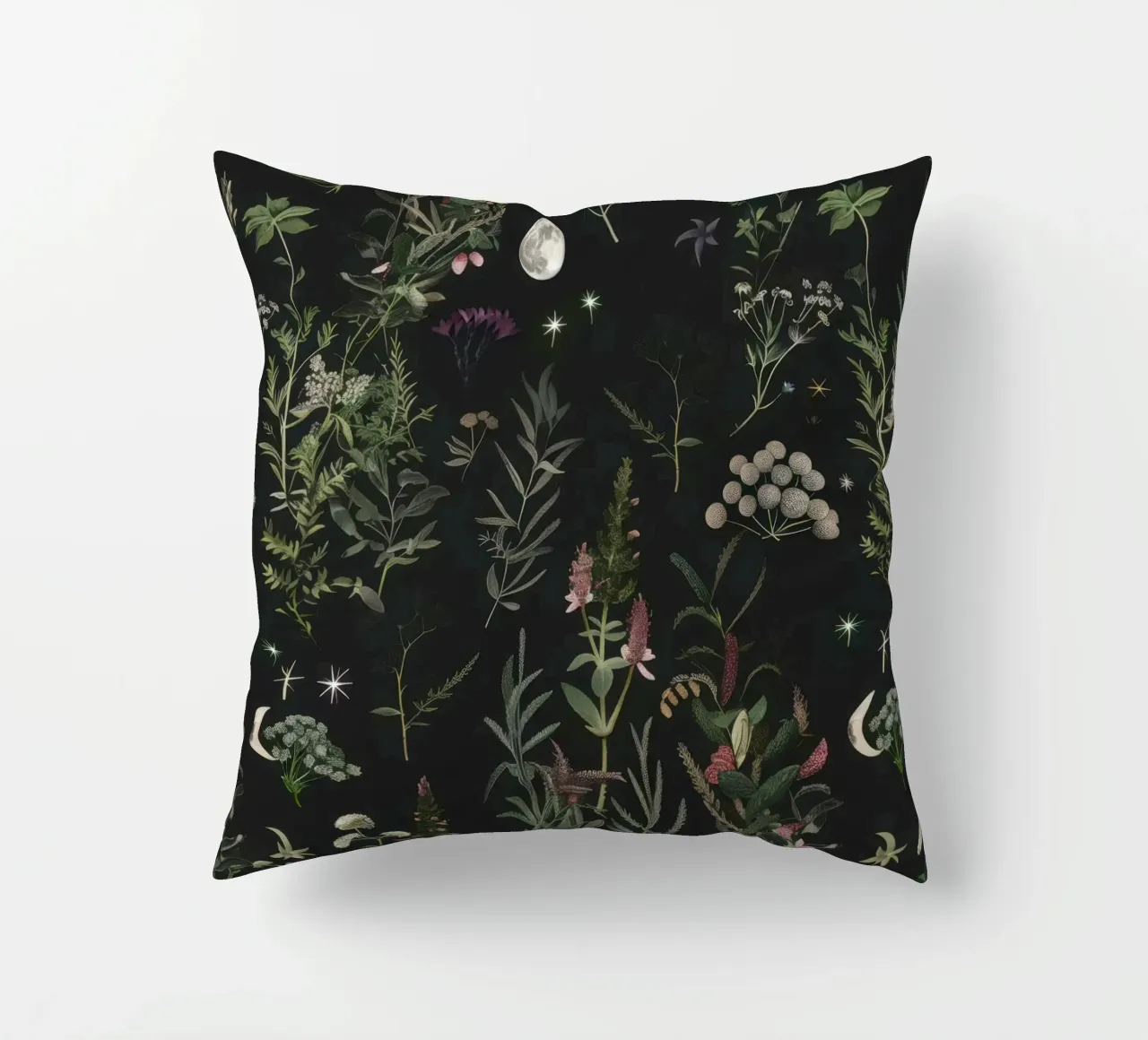 Luna Piena Stelle Botaniche Foresta Boho Retro Floreale cuscino da Gentle Echoes Art