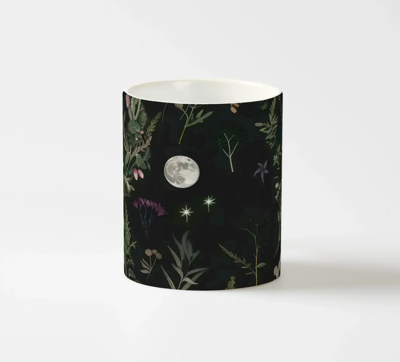 Luna Piena Stelle Botaniche Foresta Boho Retro Floreale tazza in ceramica da Gentle Echoes Art