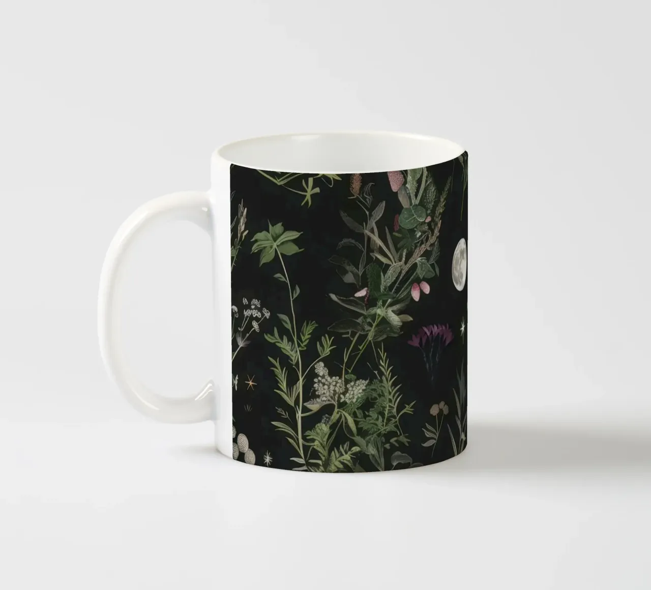 Luna Piena Stelle Botaniche Foresta Boho Retro Floreale tazza in ceramica da Gentle Echoes Art