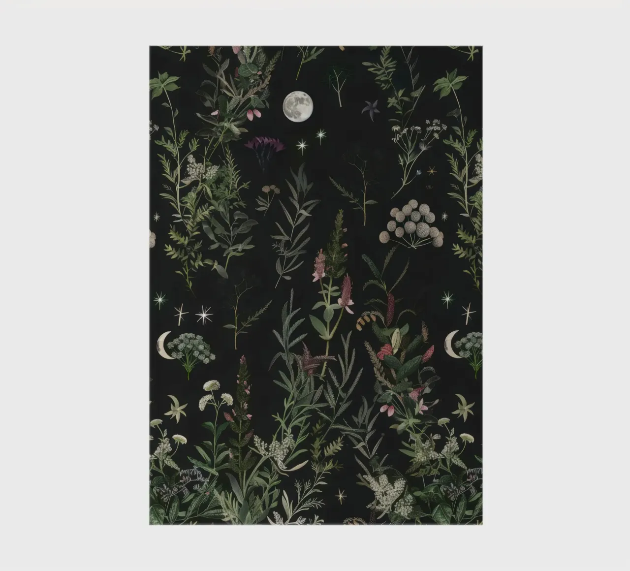 Luna Piena Stelle Botaniche Foresta Boho Retro Floreale diario da Gentle Echoes Art